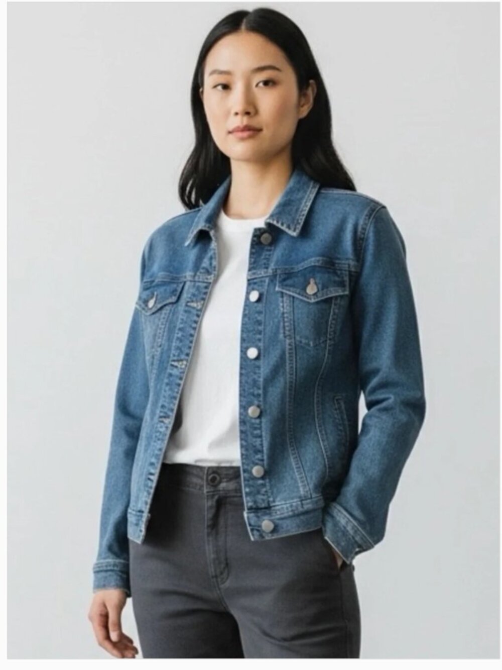 Market & Spruce Camila Boyfriend Blue Denim Trucker Jacket - Size XLarge